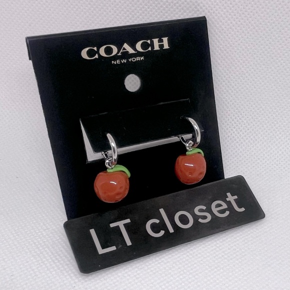 New Coach Orange Huggie Earrings - Picture 1 of 5